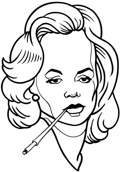 Lady with cigarette holder vinyl sticker. Customize on line. Faces 035-0216